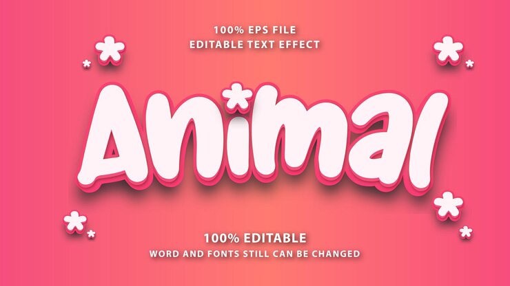 Plantilla de efectos de texto 3D para animales