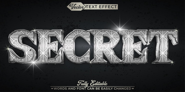 Vector plantilla de efectos de texto editable de vectores secretos brillantes