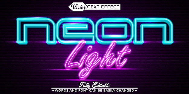 Plantilla de efectos de texto editables vectoriales de Neon Lights Club