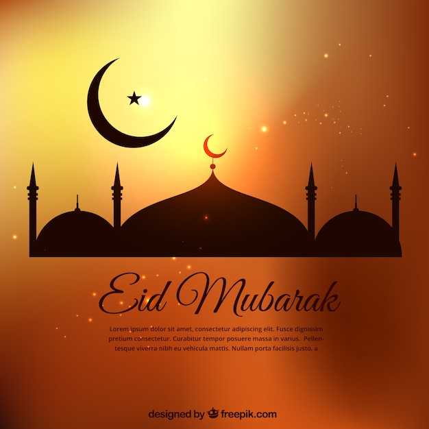 Vector plantilla de eid mubarak en tonos dorados