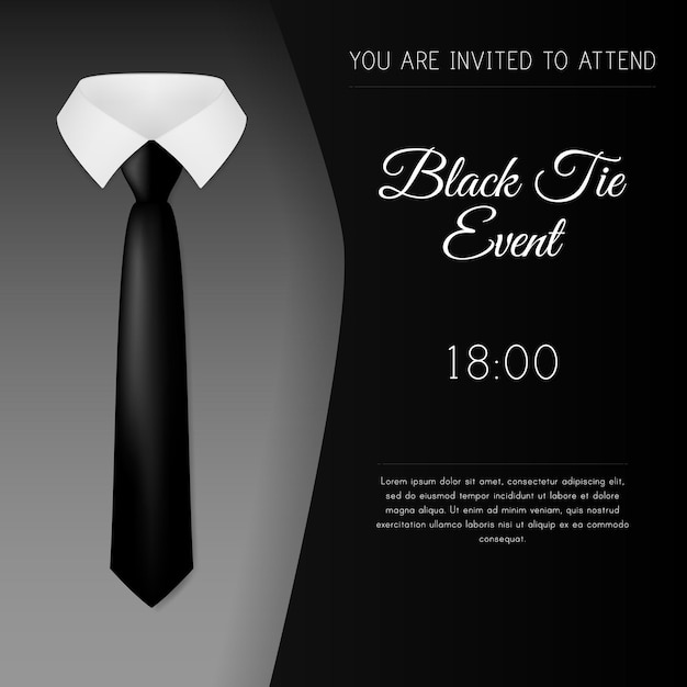 Plantilla elegante para invitación a evento de corbata negra