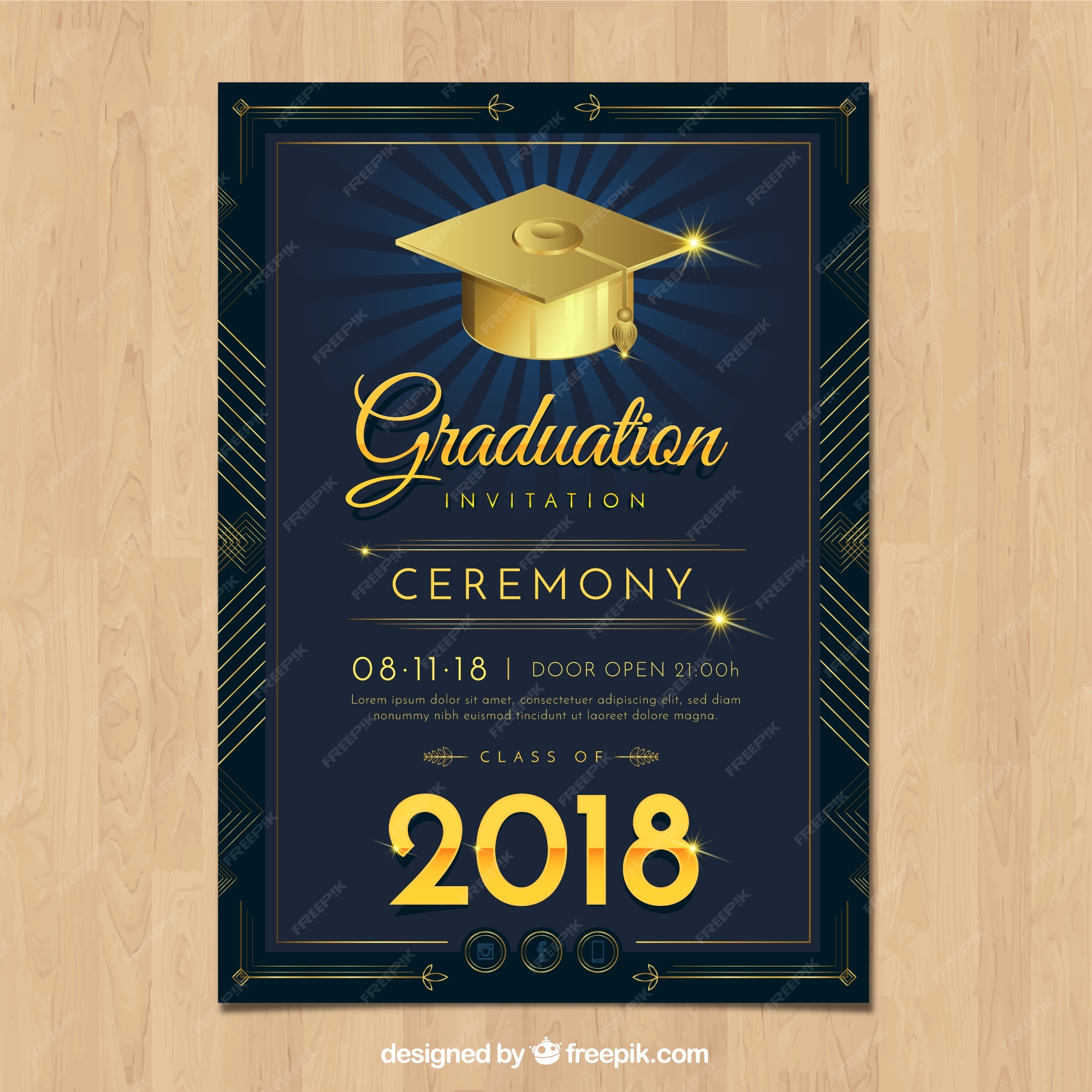 Plantilla Elegante De Invitación A Graduación Con Diseño Realista