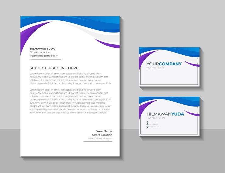 Plantilla elegante moderna de tarjeta de identificación y membrete de negocios corporativos Vector Premium