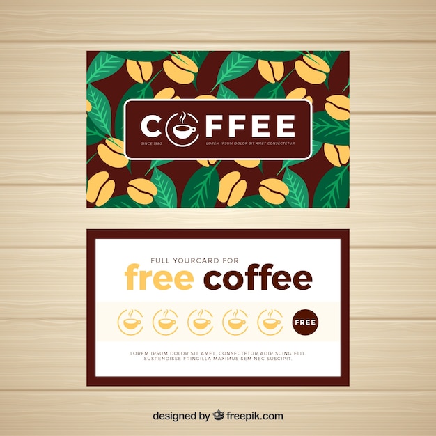 Vector plantilla elegante de tarjeta de cliente de cafetería