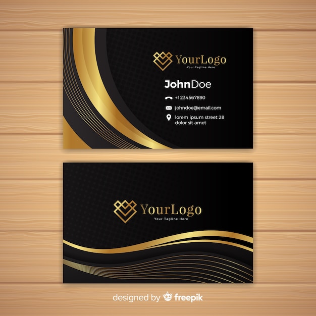 Vector plantilla elegante de tarjeta de visita con estilo dorado