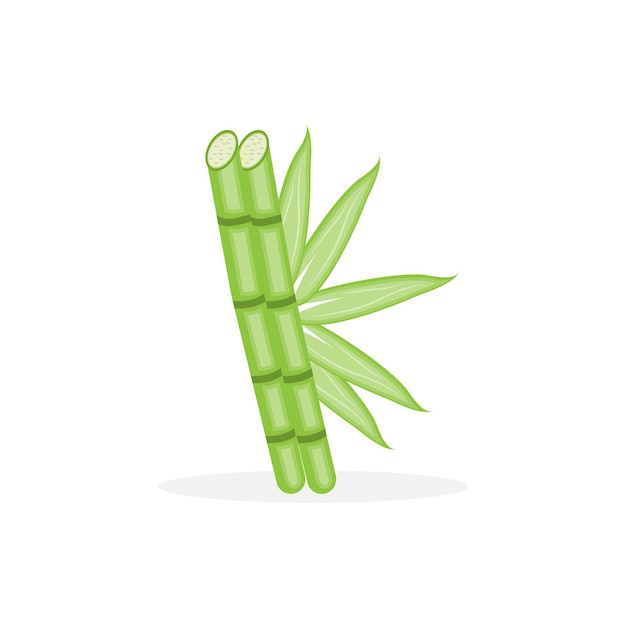 Plantilla de elemento de ilustración de diseño minimalista simple de vector de planta verde de comida de panda con logotipo de bambú