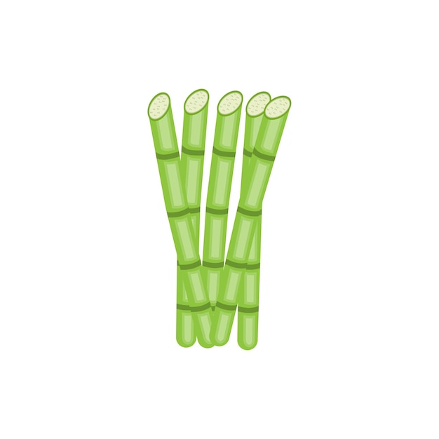 Plantilla de elemento de ilustración de diseño minimalista simple de vector de planta verde de comida de panda con logotipo de bambú