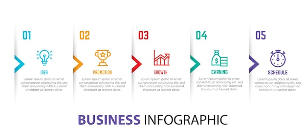 Plantilla de elemento de infografía empresarial plantilla de proceso de paso