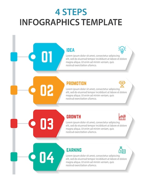 Vector plantilla de elemento de infografía empresarial, plantilla de proceso de paso