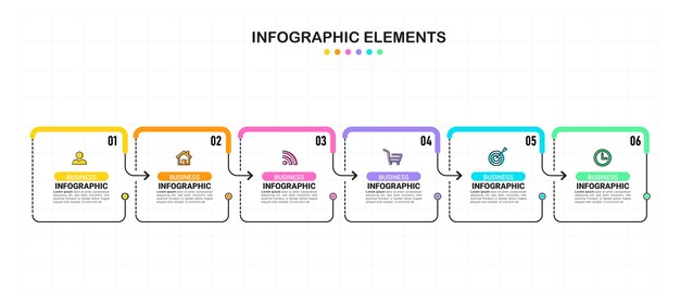 Plantilla de elemento de infografía de seis pasos