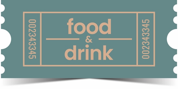 Plantilla de elemento de tarjeta de boleto de comida y bebida de cupón para diseño gráfico Ilustración vectorial