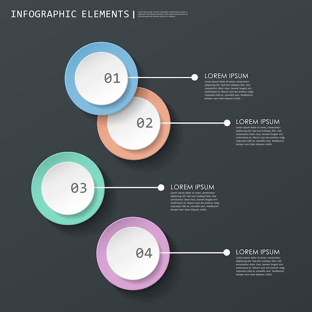 Plantilla de elementos de infografía de círculo de papel moderno colorido