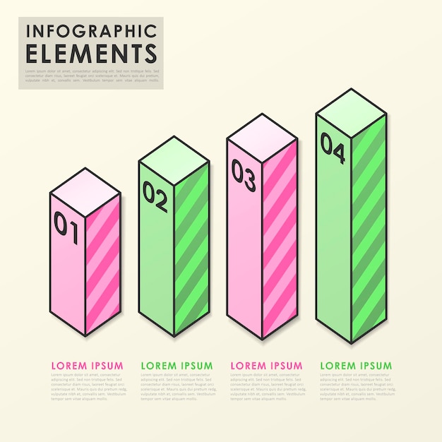 Vector plantilla de elementos de infografía de gráfico de barras colorido en estilo plano