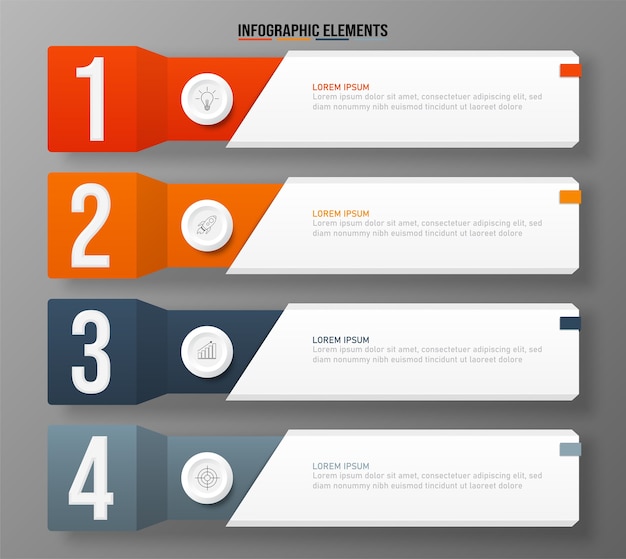 Plantilla de elementos de infografías coloridas, concepto de negocio con 4 opciones