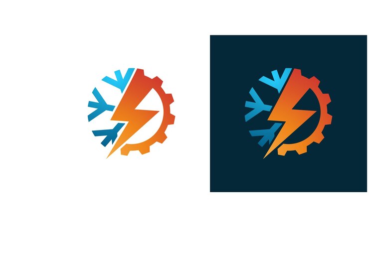 plantilla de elementos de logotipo de copo de nieve y flash Icono de vacaciones de invierno Templo de trueno y hielo