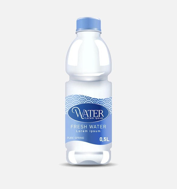 plantilla de embalaje de botella de agua elegante decoración de olas orientales