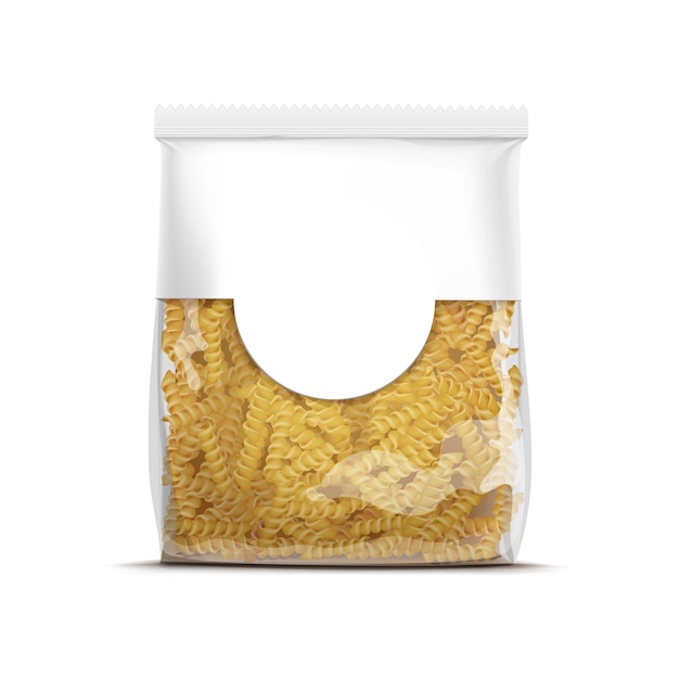 Plantilla de embalaje de pasta espiral Fusilli aislada