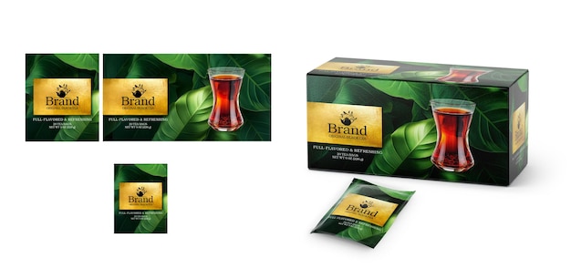 plantilla de embalaje de té de primera calidad