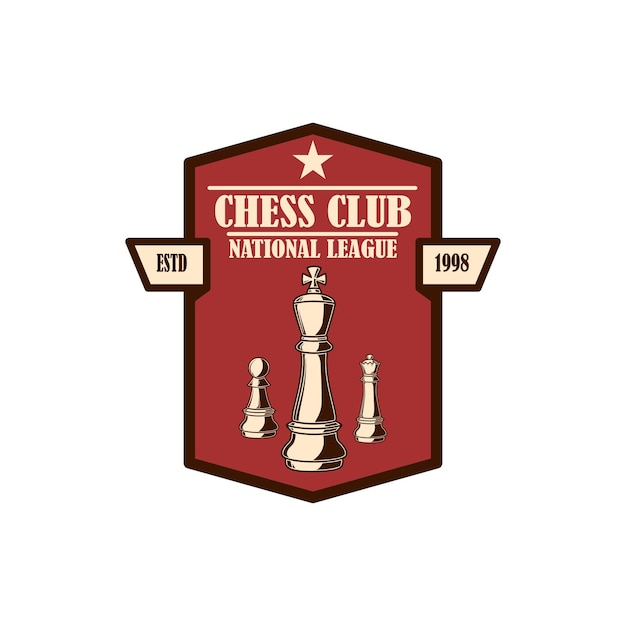 Plantilla de emblema de club de ajedrez Elemento de diseño para emblema signo logotipo etiqueta cartel tarjeta Ilustración vectorial