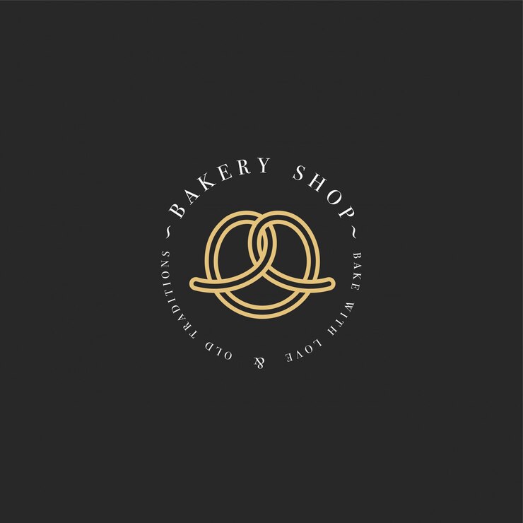 plantilla y emblema - icono de hornear pretzel para panadería. Tienda de dulces.
