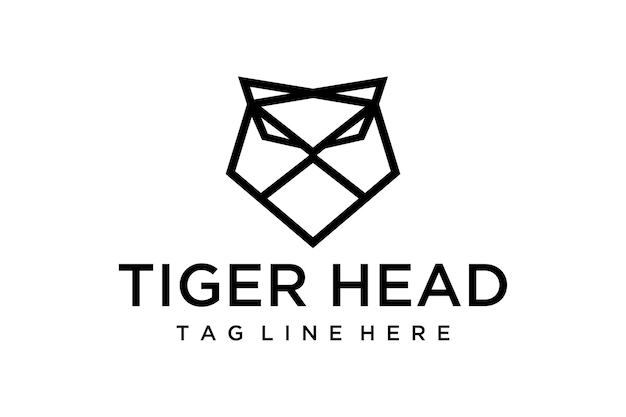 Plantilla de emblema de ilustración vectorial de diseño de logotipo de signo de cabeza de tigre creativo.