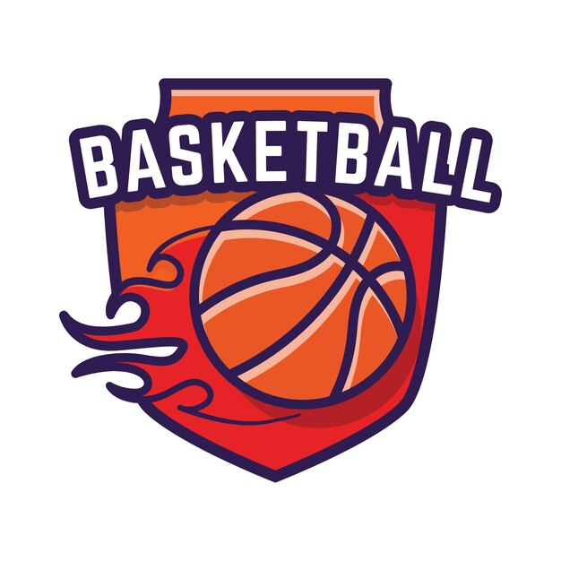 Plantilla de emblema de logotipo de baloncesto minimalista con fondo blanco aislado