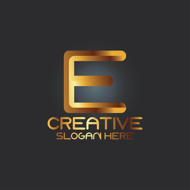 Plantilla de empresa de diseño de icono de logotipo de letra del alfabeto e dorado para negocios de lujo Vector Pro