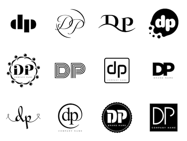 plantilla de la empresa de logotipo DP Logotipo de letra d y p Establezca diferentes letras clásicas serif y texto en negrita moderno con elementos de diseño Tipografía de fuente inicial