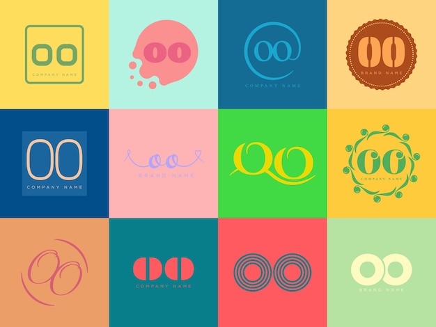 plantilla de la empresa de logotipo OO Logotipo de letra o y o Establezca diferentes letras serif clásicas y texto en negrita moderno con elementos de diseño Tipografía de fuente inicial