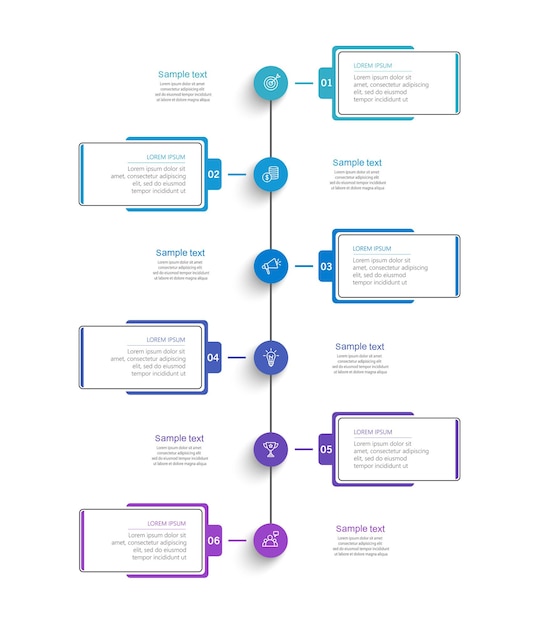 Plantilla empresarial de diseño infográfico con 6 opciones.