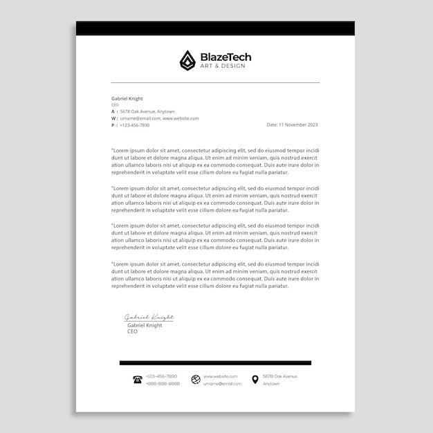 plantilla de encabezado en blanco y negro