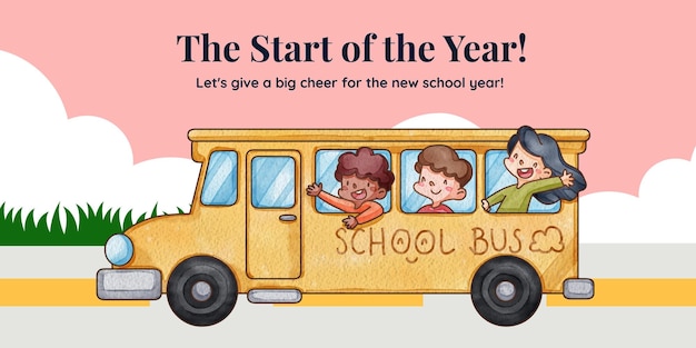 Plantilla de encabezado de blog con concepto de regreso a la escuela estilo acuarela