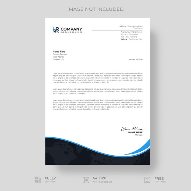plantilla de encabezado de carta de negocios corporativa profesional y creativa