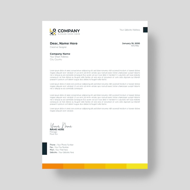 plantilla de encabezado de la carta de negocios corporativa profesional