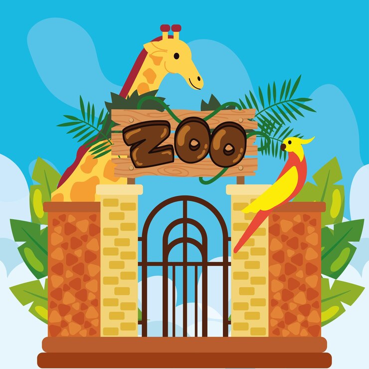 Vector plantilla de entrada al zoológico con una jirafa ilustración vectorial