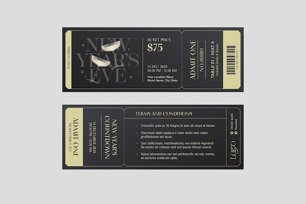 Plantilla de entrada de Año Nuevo para el evento de fiesta de Nochevieja en EPS vectorial