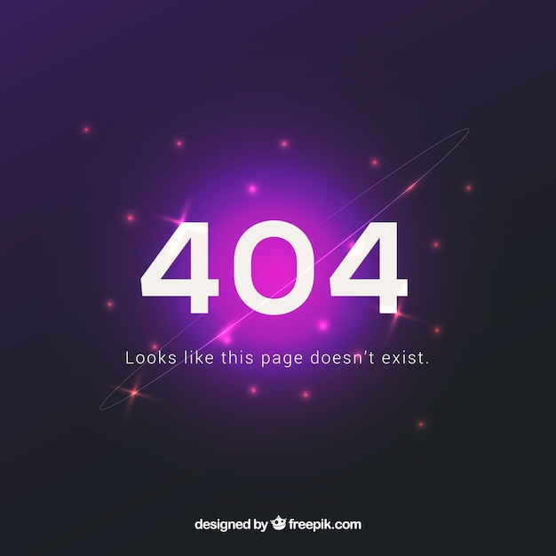 Plantilla de error 404 con estrellas en estilo plano