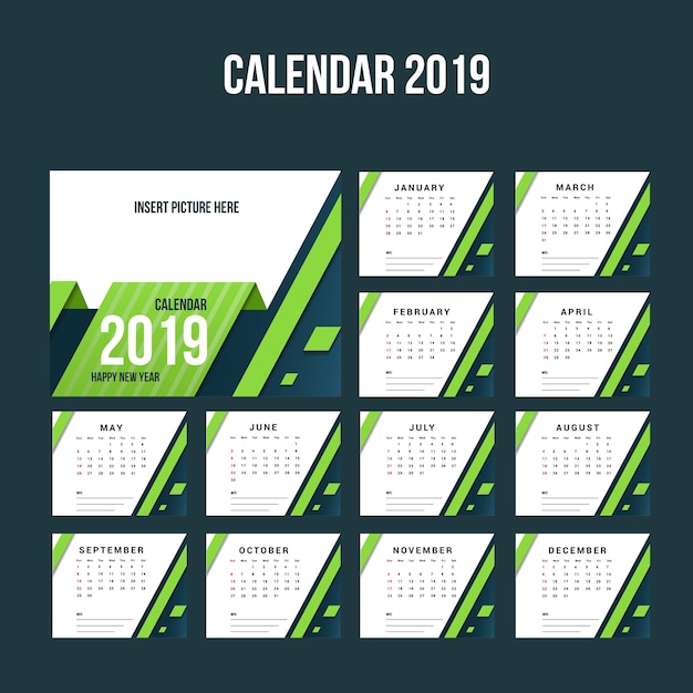 Plantilla de escritorio moderno calendario 2018