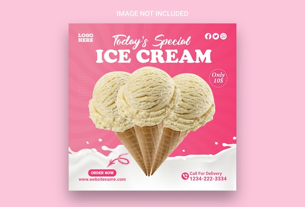 Plantilla especial de diseño de alimentos para redes sociales de helados de verano