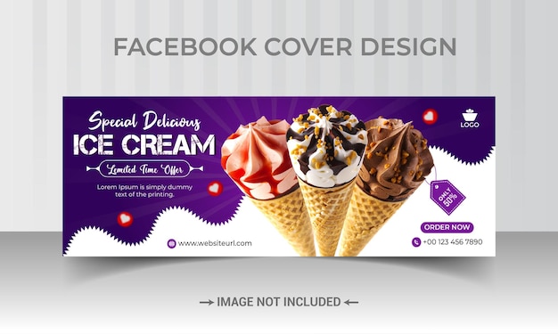 Plantilla especial de diseño de portada de facebook de helado delicioso