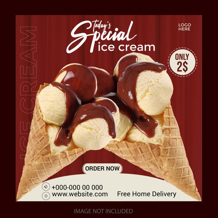 Plantilla especial de diseño de publicación de redes sociales de helados deliciosos