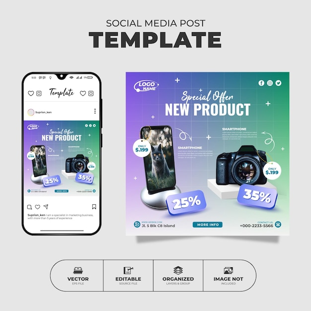 Plantilla especial de publicación y banner de Instagram para redes sociales de venta de nuevos productos