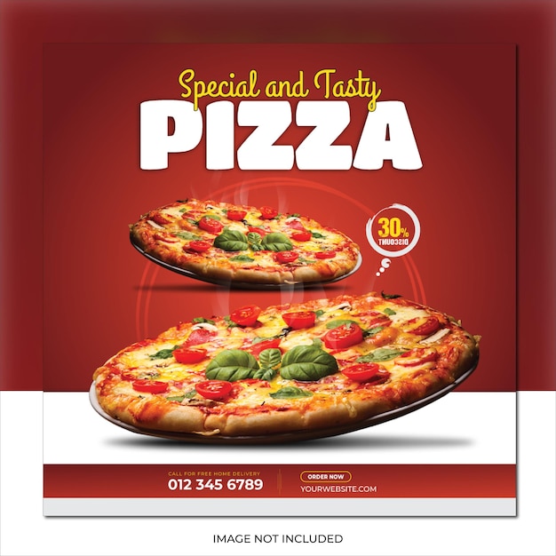 Plantilla especial de publicación de banner de promoción de redes sociales de pizza deliciosa