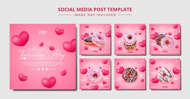 Plantilla especial de publicación en redes sociales de donuts de san valentín