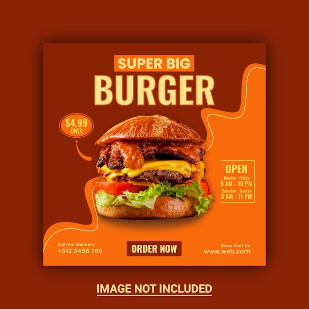 Vector plantilla especial de publicación en redes sociales de hamburguesas