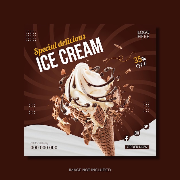 Vector plantilla especial de publicación de redes sociales de helados deliciosos