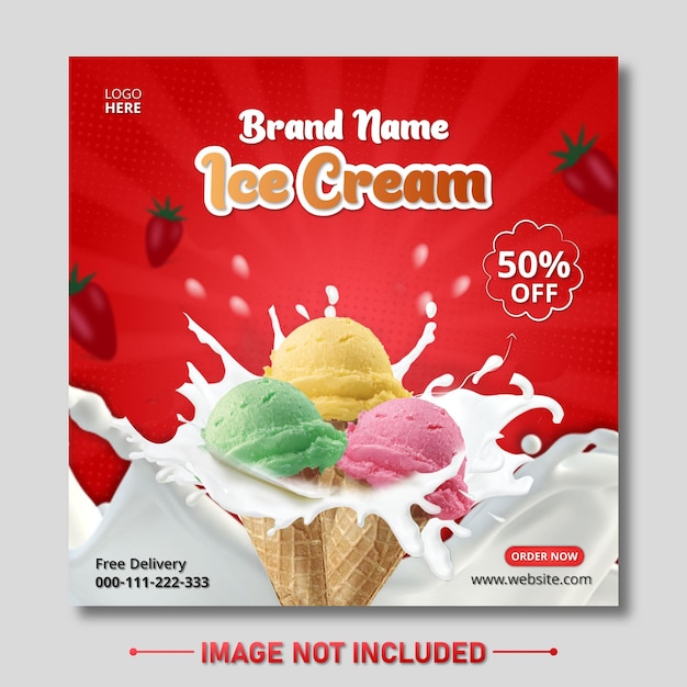 Plantilla especial de redes sociales de deliciosos helados