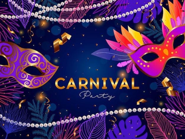 Vector plantilla de estandarte de carnaval brasileño colorido con fondo azul oscuro