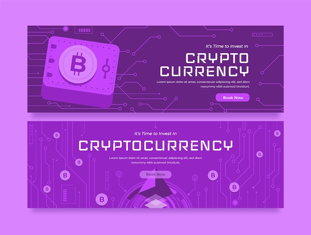 plantilla de estandarte cripto horizontal plana