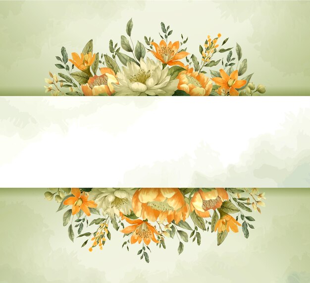 plantilla de estandarte floral de primavera con acuarela